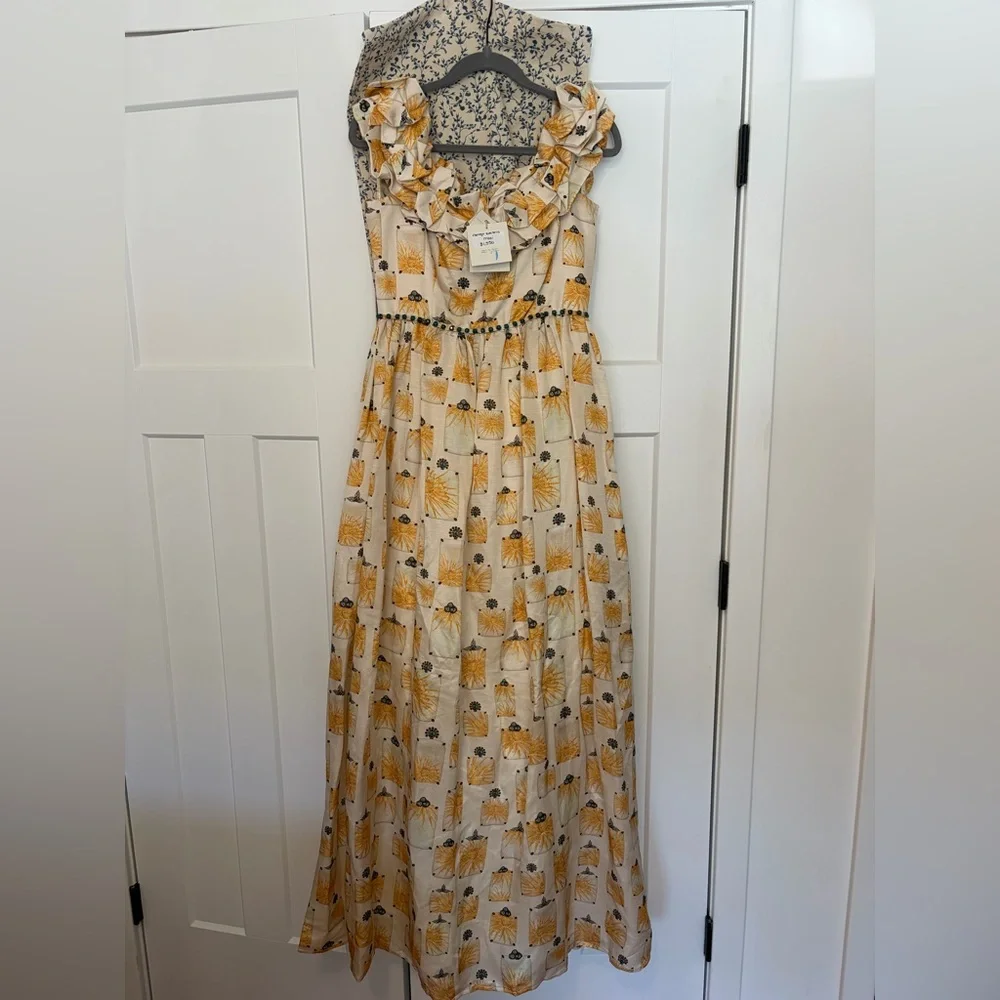 NWT Agua by Agua Bendita Silk Espliego Bisuteria Maxi Dress Large - Picture 8 of 12